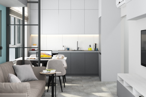 Дизайн - проект квартиры ЖК Сиреневый парк 36 кв.м.-кухня-гостиная