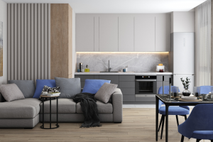 Дизайн - проект квартиры ЖК Декарт 53 кв.м.-кухня-гостиная