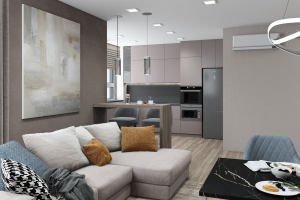 Дизайн - проект квартиры 53 кв.м ЖК Папанинский - кухня-гостиная