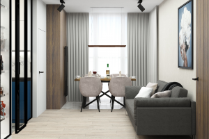 Дизайн - проект квартиры 53 кв.м ЖК Родной Город-кухня-гостиная