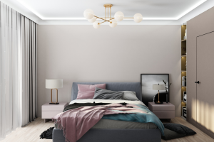 Дизайн проект квартиры ЖК КутузовGRAD I 45 кв.м. - спальня-ванная