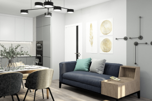 Дизайн - проект квартиры ЖК Летний Сад 82 кв.м.-кухня-гостиная