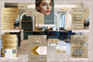 Egoistka Beauty: Рекламные макеты для салона красоты "Эгоистка", разные виды печатной продукции.