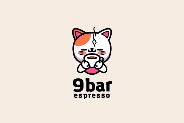 Дизайн логотипа для кофейни в Гонконге, название кофейни 9 bar espresso.