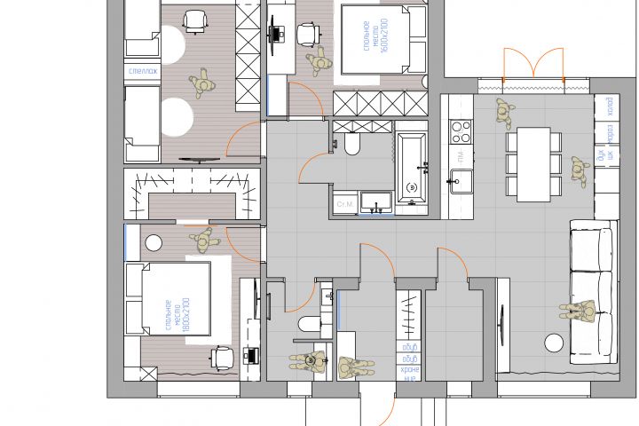 Разработка планировочного решения с расстановкой мебели - 5458284