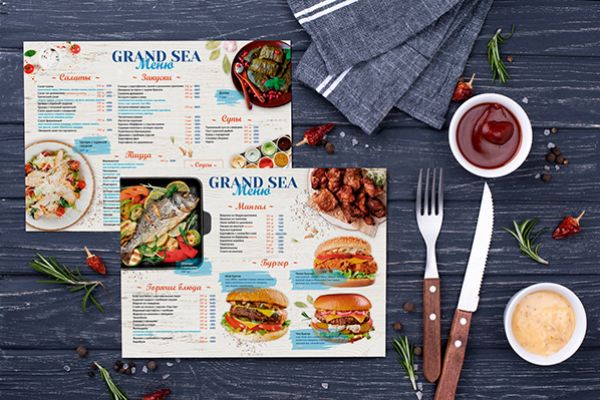 Меню для ресторана "Grand Sea"
