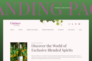 VINTNER — лендинг для бутика редких спиртных напитков.