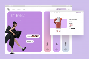 Дизайн главной страницы и страницы товара для онлайн-магазина косметики.