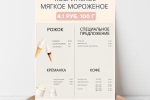 Разработка меню для островка Кобринского мороженого