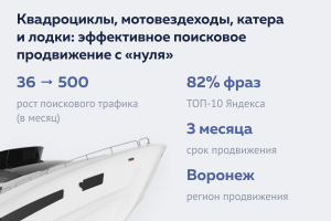 Квадроциклы, мотовездеходы, катера и лодки: эффективное поисковое продвижение «с нуля»