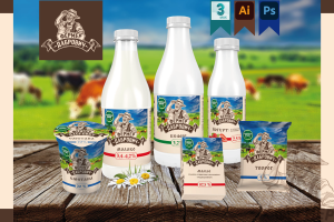 На изображении представлен проект по графическому дизайну упаковки нового бренда "Дабрович"