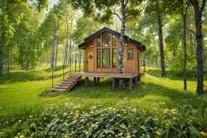 «Лесной домик Woodhouse: Проект глэмпинг-кабины для уединённого отдыха»