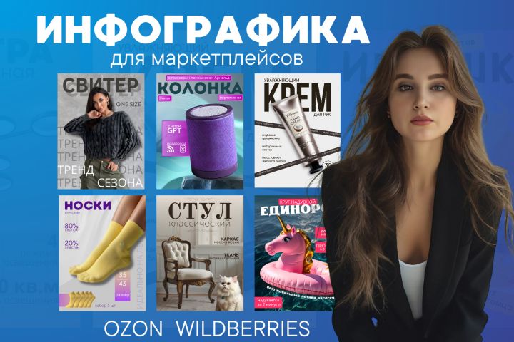 Инфографика для маркетплейсов Wildberries, Ozon, Avito, ЯндексМаркет - 5472500