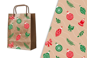 Новогодний паттерн для крафтового пакета