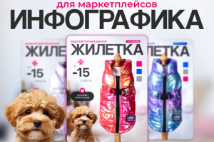 Инфографика для ВБ. Жилетки для собак