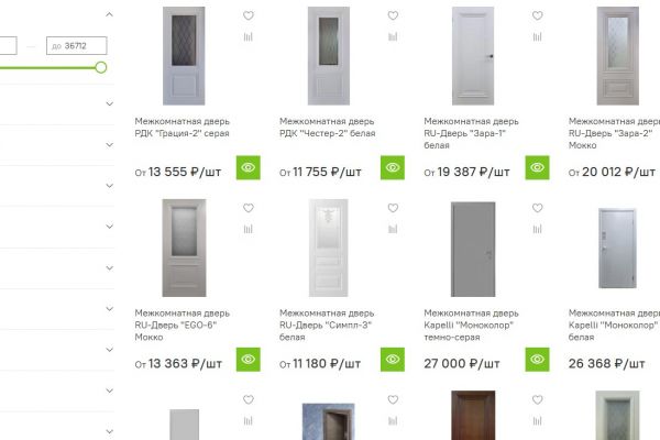 создание большого объема карточек на сайте дверей
