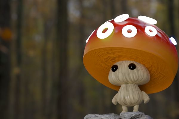 Стилизованная 3D-модель грибочка (учебная модель)