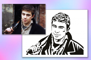 Черно-белый портрет в векторе по фото