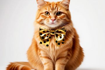 Изображение белого и рыжего кота