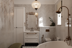 Классический санузел с мозаикой