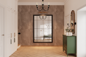 Прихожая с большим зеркалом в раме