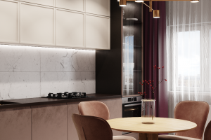 Редизайн кухни. Стояла задача оставить буфет и фотообои)