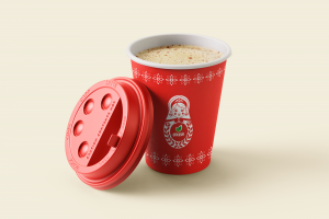 Создание дизайна стаканчика для кофе сети гипермакетов О’КЕЙ.