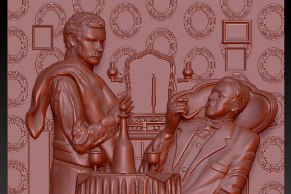 Плакетка в 3D, изображающая сцену из фильма "Шерлок Холмс и доктор Ватсон"