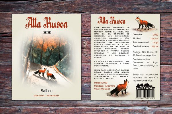 Этикетка для вина Atta Rusco