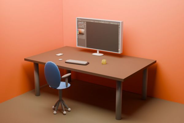 3D-сцена: рабочее место дизайнера в Blender