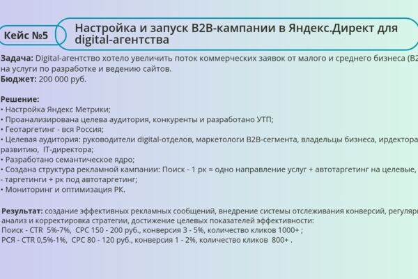 Настройка и запуск B2B-кампании в Яндекс.Директ для digital-агентства