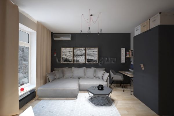 Интерьер современной гостиной 16 кв.м