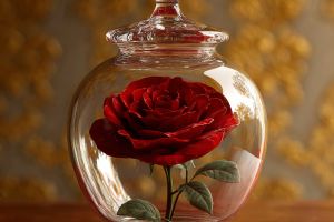 gekast1k0018_A_single_red_rose_inside_a_round_transparent_glass_