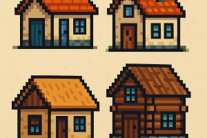 Пиксель арт 4 Дома для игры.