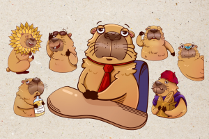 Корпоративные стикеры с капибарой