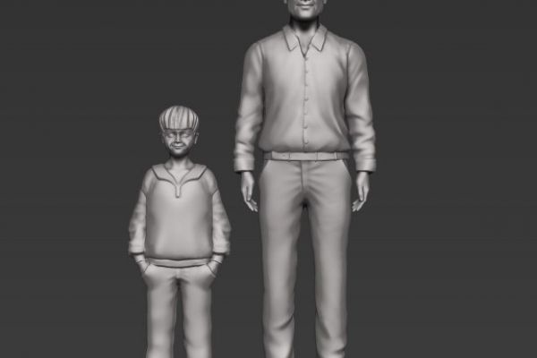 Миниатюра внука и дедушки под печать