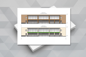Цветной чертеж фасада, ортогональный чертеж