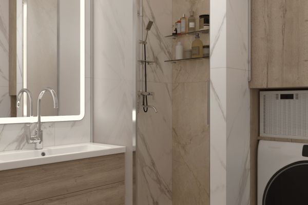 дизайн проект ванной комнаты с душем