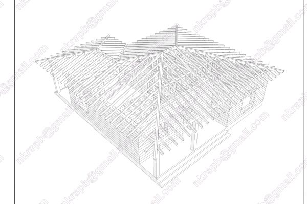 Конструктивное решение крыши одноэтажного жилого дома.