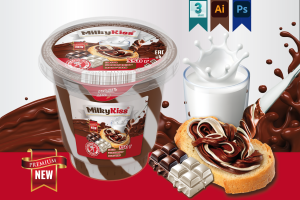 Проект по графическому дизайну упаковки нового бренда "MilkyKiss" включает в себя разработку дизайна торговой марки и концепции упаковок.