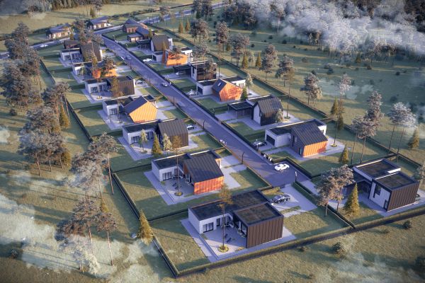 3d визуализация поселка в Латвии