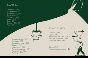 меню для кофейни