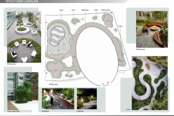 Ландшафтный проект. Терраса крыши офисного здания. (ОАЭ, Дубай)
