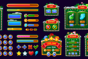 Векторный игровой интерфейс Рождество