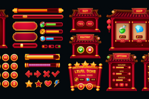 Векторный игровой интерфейс Китайский