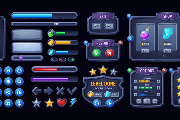 Векторный игровой интерфейс Каменный