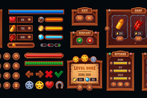 Векторный игровой интерфейс Дикий запад