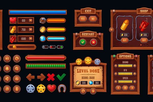 Векторный игровой интерфейс Дикий запад