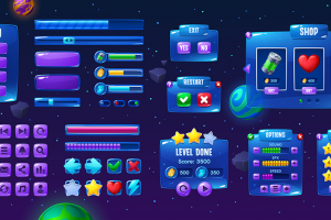 Векторный игровой интерфейс Космос картун