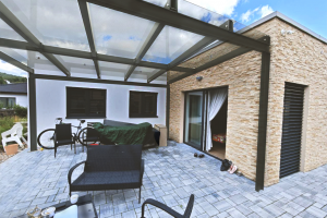 Беседка из двутавровой балки - разработка и визуализация на территории заказчика.